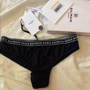 Balmain Womens Black Logo-Trim Brief